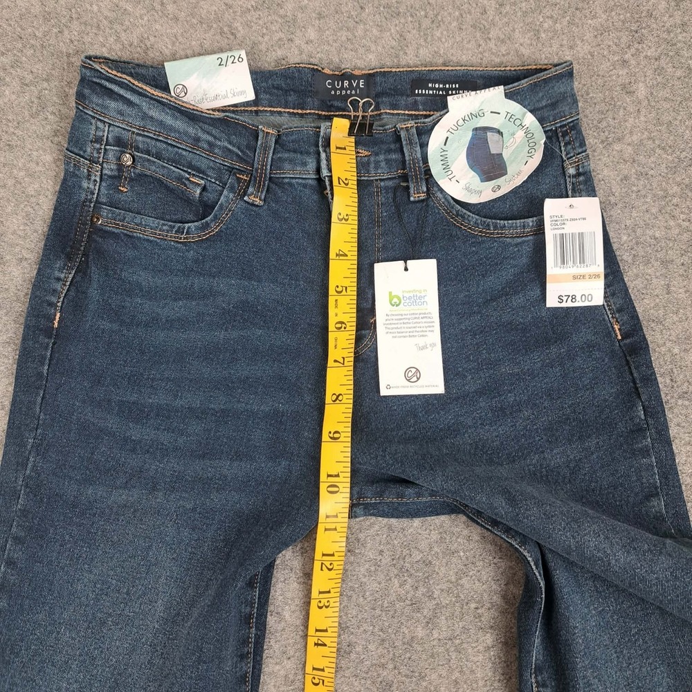 Curve Appeal Jeans Womens 2/26 Blue High Rise‎ Essential Skinny Tucking Tech NWT - Picture 5 of 10
